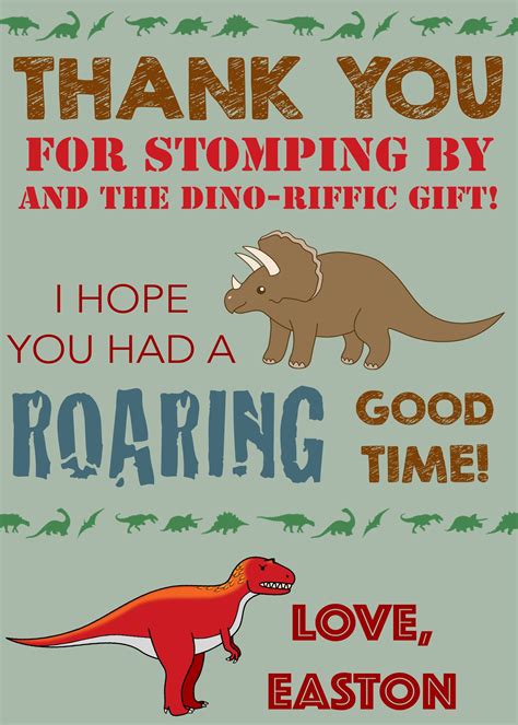 Dinosaur Thank You Cards Free Printable - Printable Templates