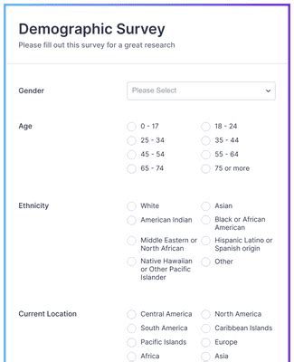 Demographic Survey Form Template | Jotform