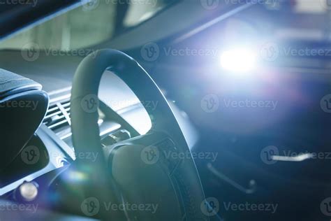 interior of a modern car with steering wheel 17463252 Stock Photo at ...