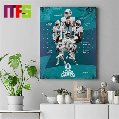 Six Miami Dolphins Players Named To 2024 AFC Pro Bowl Games Roster Home Decor Poster Canvas ...