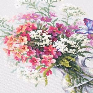 100-081 Phlox and Yarrow. Magic Needle Cross Stitch Kit - Etsy