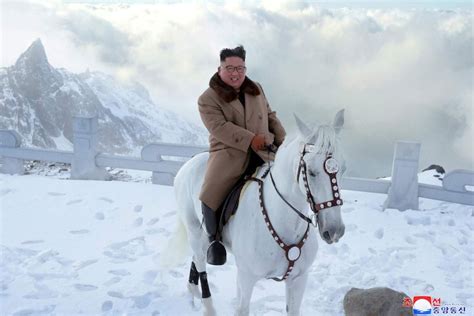 Kim Jong-un rides white horse on sacred North Korean mountain in fresh ...