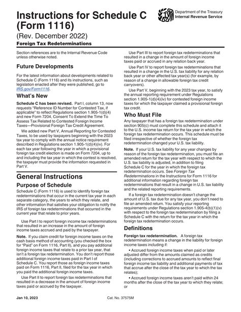 Download Instructions for IRS Form 1116 Schedule C Foreign Tax ...