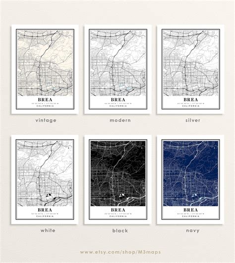 Brea California Map Brea CA Map Brea City Map Brea Print - Etsy