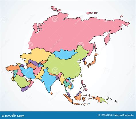 Asia Continent Drawing