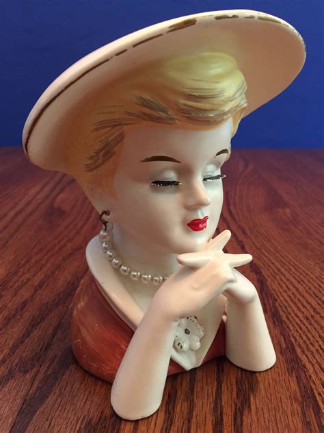Rubens Originals Lady Head Vase #495 Planter Double Gloved with Hat and Pearls by FindsEtc on ...