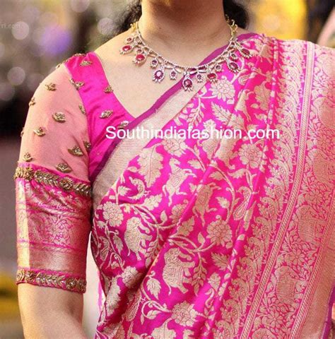 8 Stunning Blouse Patterns for Banarasi Silk Sarees – South India Fashion