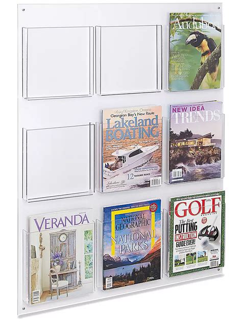 Acrylic Wall-Mount Magazine Rack - 9-Pocket H-2519 - Uline