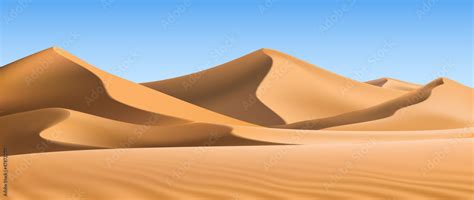 3d realistic background of sand dunes. Desert landscape. เวกเตอร์สต็อก | Adobe Stock