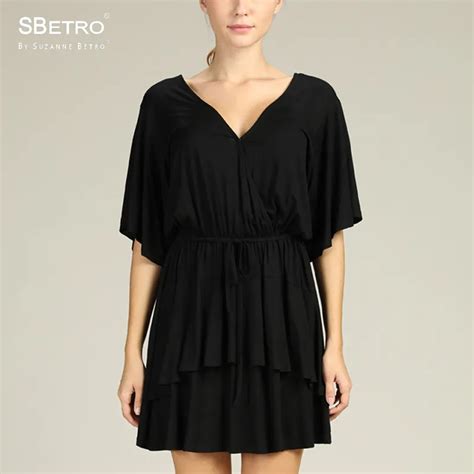 SBetro By Suzanne Betro Dress Casual Ladies Black V Neck Short Dolmen ...