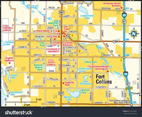 Fort Collins, Colorado Area Map Stock Vector Illustration 139162061 ...