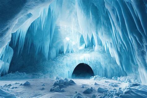 Premium Photo | Burrow in ice cave in snowy winter mountain