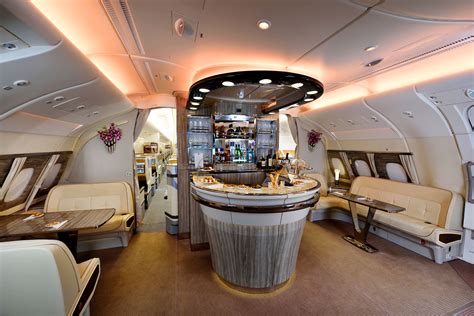 Inside the Emirates Airbus A380 ahead of Glasgow Airport landing as huge luxury jet with private ...