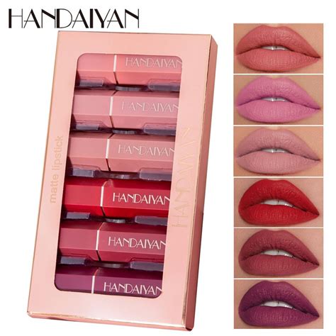 HANDAIYAN 6 Color Matte Lipstick Set Lipstik Waterproof Long Lasting ...