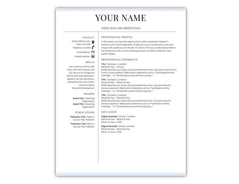 Resume Template Instant Download CV Template Cover Letter Resume CV ...