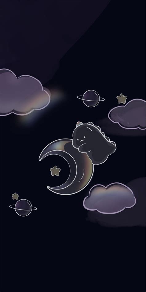 Dark Aesthetic Wallpaper with Moon and Stars