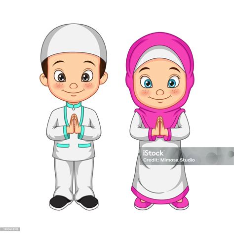 Kartun Anak Muslim Salam Salaam Ilustrasi Stok - Unduh Gambar Sekarang ...