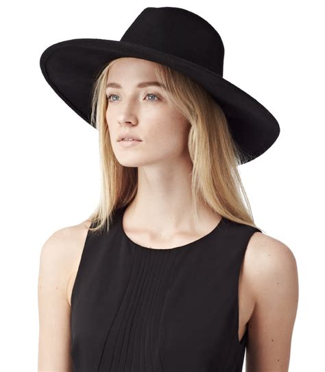 Ryder Black Wide Brim Hat - REISS | Black wide brim hat, Wide-brim hat, Style