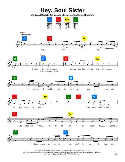 Train "Hey, Soul Sister" Sheet Music Notes | Download Printable PDF ...