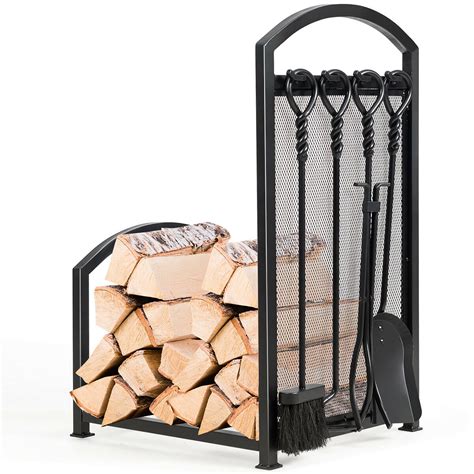 Costway Firewood Log Rack with 4 Tools Set Firewood Holders for ...