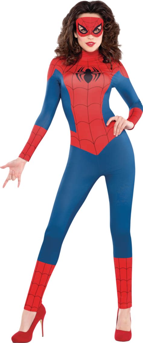 Women's Disney Marvel Spider-Girl Blue/Red Jumpsuit with Mask Halloween Costume, Assorted Sizes ...