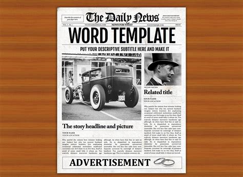 Old Fashioned Newspaper Template Free - Free Templates Printable