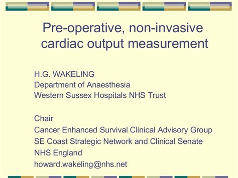 Pre operative, non-invasive cardiac output measurement