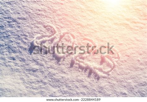 Number 2023 Written Snow Illuminated By Stock Photo 2228844189 ...