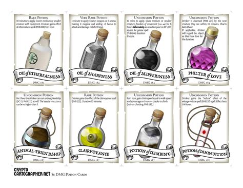 Oc healing potions handout cards for dungeons dragons 5e – Artofit