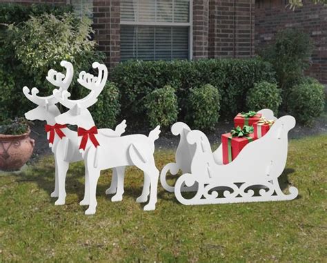 Medium Elegant Reindeer and Sleigh Display | Christmas decorations diy outdoor, Christmas yard ...