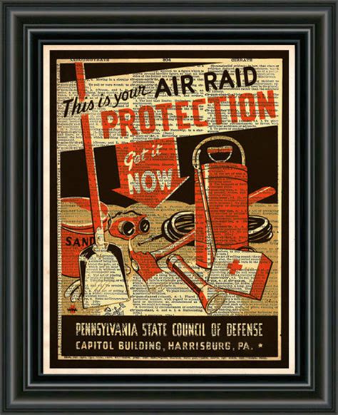 WPA poster Air Raid, vintage sign, art deco vintage wall decor, dictio – Loft 817