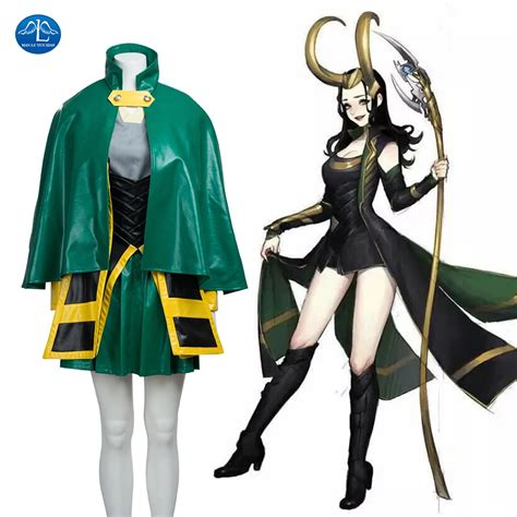 MANLUYUNXIAO Marvel The Avengers Thor Female Loki Cosplay Costume Loki Leather Dress Jacket ...