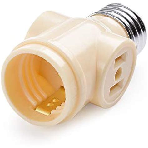 2-Pack Light Socket Adapter (Light Bulb Outlet) With 2x AC Outlets In ...