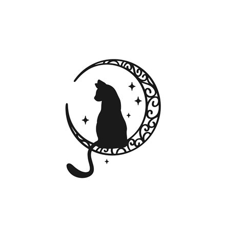 Black Cat and Moon Silhouette Black Cat and Moon SVG - Etsy