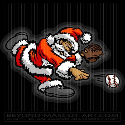 Santa Claus Throwing Baseball - Vector Baseball Image | EPS JPG