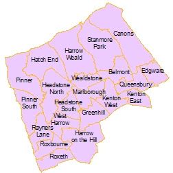 Harrow Map Region Political | Map of London Political Regional