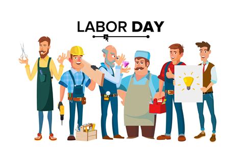 Labor Day Vector. A Group Of People Of Different Professions. Flat Isolated Cartoon Character ...