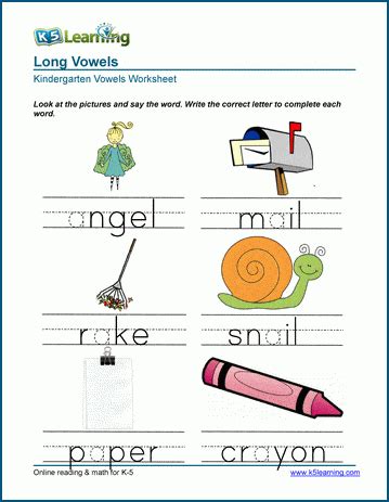 Writing long vowel worksheets | K5 Learning