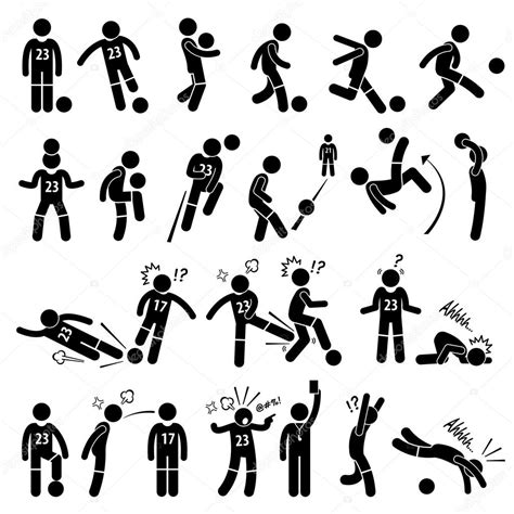 Stick figure football player | Football Soccer Player Footballer Actions Poses Stick Figure ...