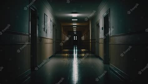 Premium Photo | An empty school hallway corridor digital art design