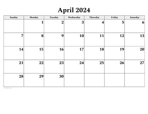 April 2024 Calendar With Holidays Printable Free Yearly - Ferne Beatrisa