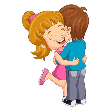 Boy And Girl Hugging Cartoon