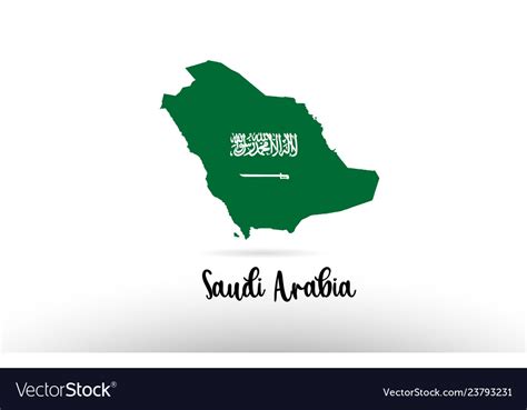 Saudi arabia country flag inside map contour Vector Image