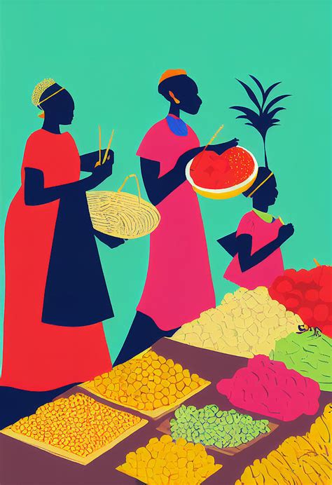 African market Mixed Media by SampadArt Gallery - Pixels