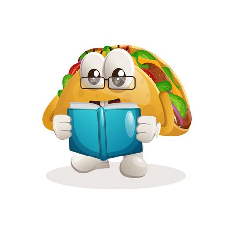 Cute taco mascot reading a book 11824056 Vector Art at Vecteezy