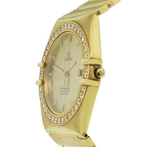 Omega Constellation 18k Yellow Gold Diamond Bezel Quartz Watch