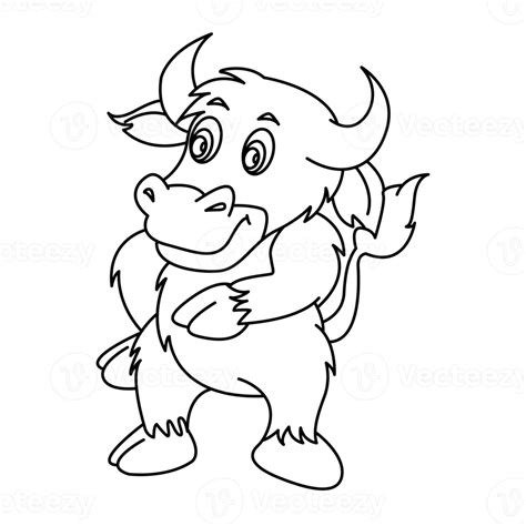 Buffalo outline vector cartoon design on transparent background ...