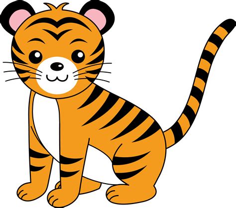 Cute Orange Tiger Cub - Free Clip Art