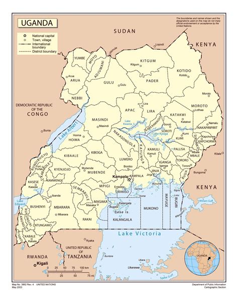 Large detailed political and administrative map of Uganda with major cities | Uganda | Africa ...