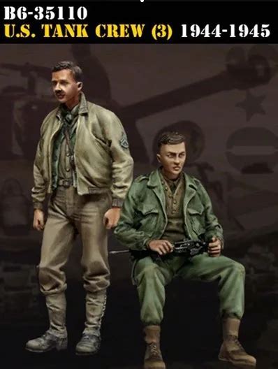 Scale Models 1/35 WW2 Fury tank crew two people groups WWII Resin Model ...